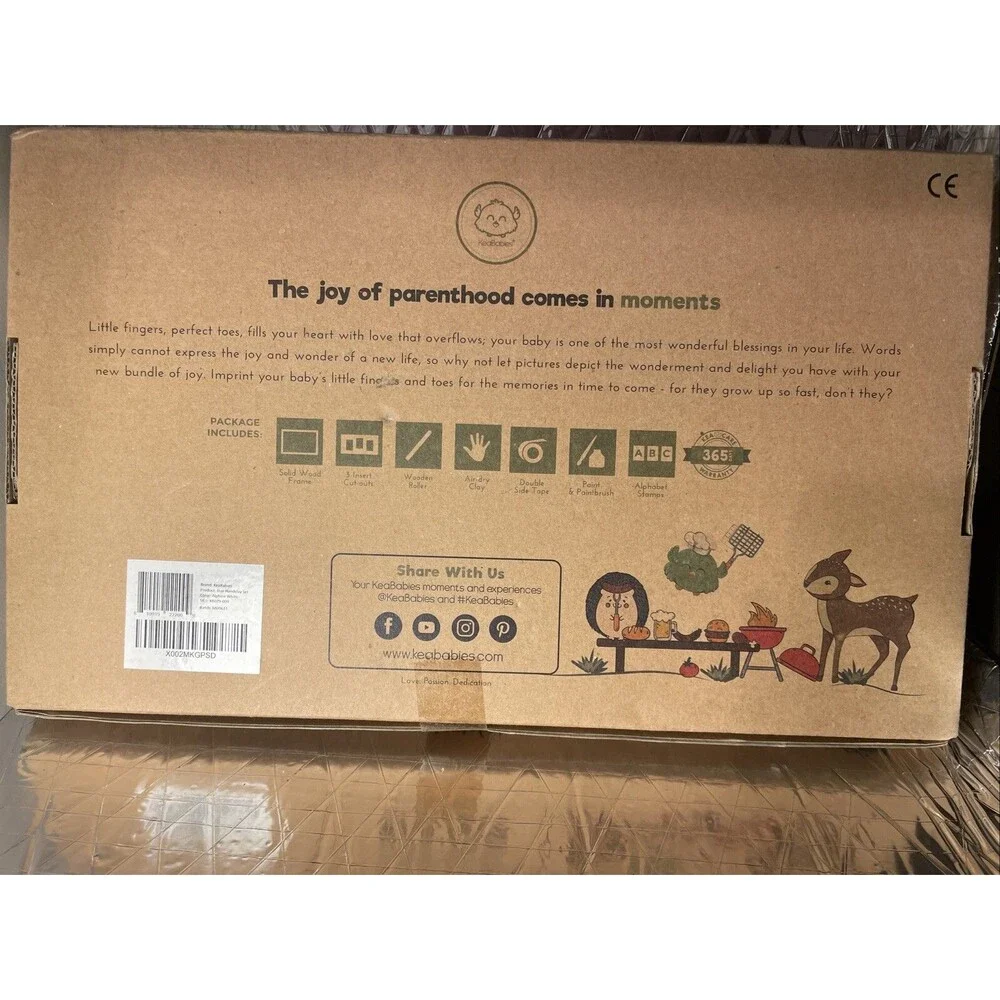 KeaBabies Wood Frame Baby's Print Frame, Can Hold Photos and Hand/Foot 13x7.9